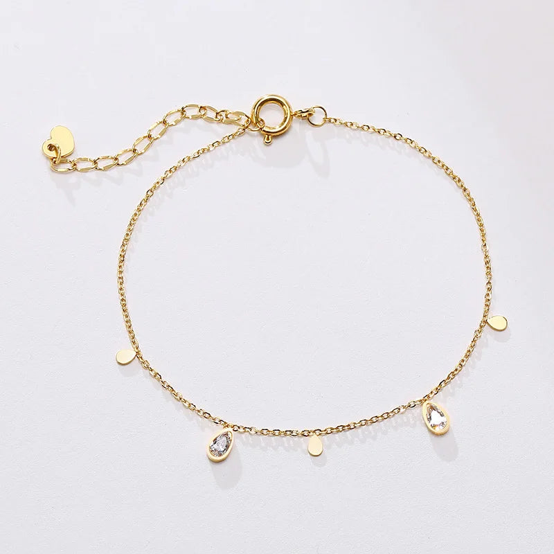 Thin Chain Bracelets with Zirconia Stone Charms