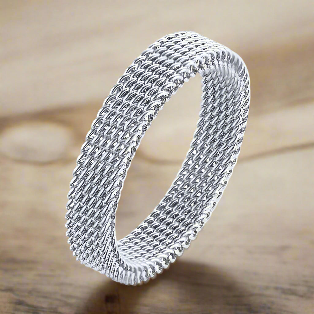 Mesh Wedding Bands For Her and Him