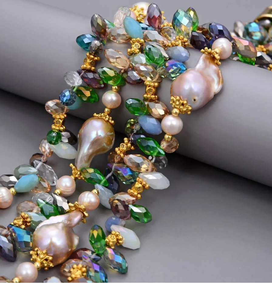 Natural Purple Keshi Pearl Necklace