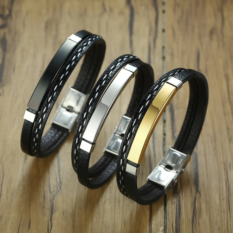 Sew Lines Genuine Leather Bracelets