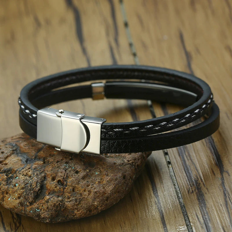 Sew Lines Genuine Leather Bracelets