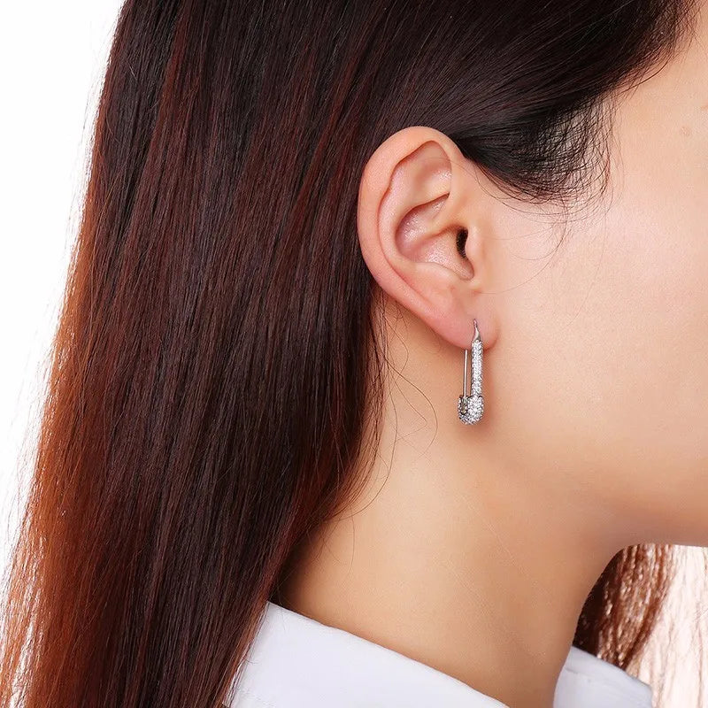 Safety Pin Studded Earrings