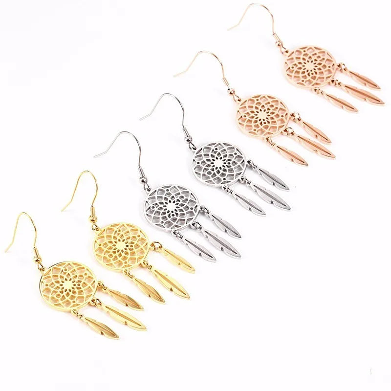 Geometric Dream Catcher Drop Earrings