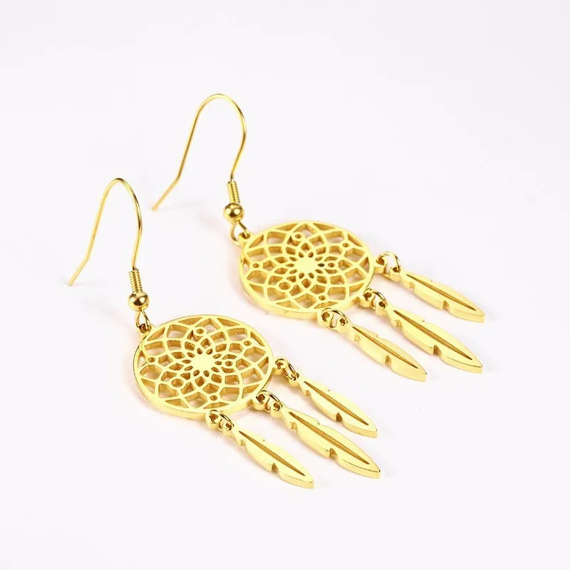 Geometric Dream Catcher Drop Earrings