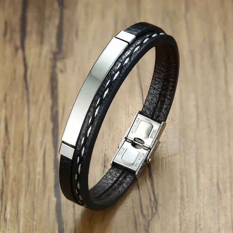 Sew Lines Genuine Leather Bracelets