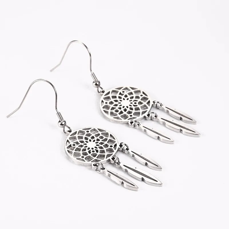 Geometric Dream Catcher Drop Earrings