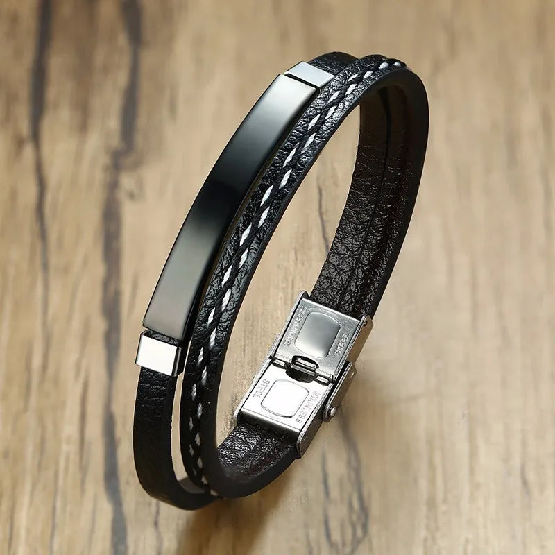 Sew Lines Genuine Leather Bracelets