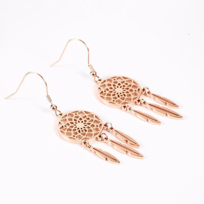 Geometric Dream Catcher Drop Earrings