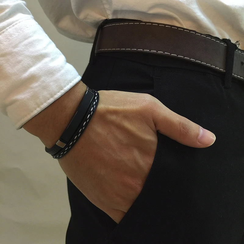 Sew Lines Genuine Leather Bracelets