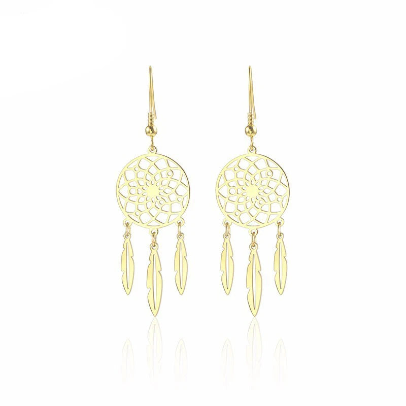 Geometric Dream Catcher Drop Earrings