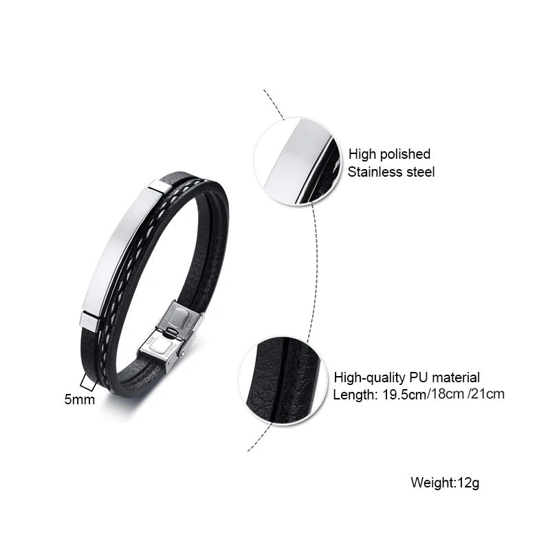 Sew Lines Genuine Leather Bracelets