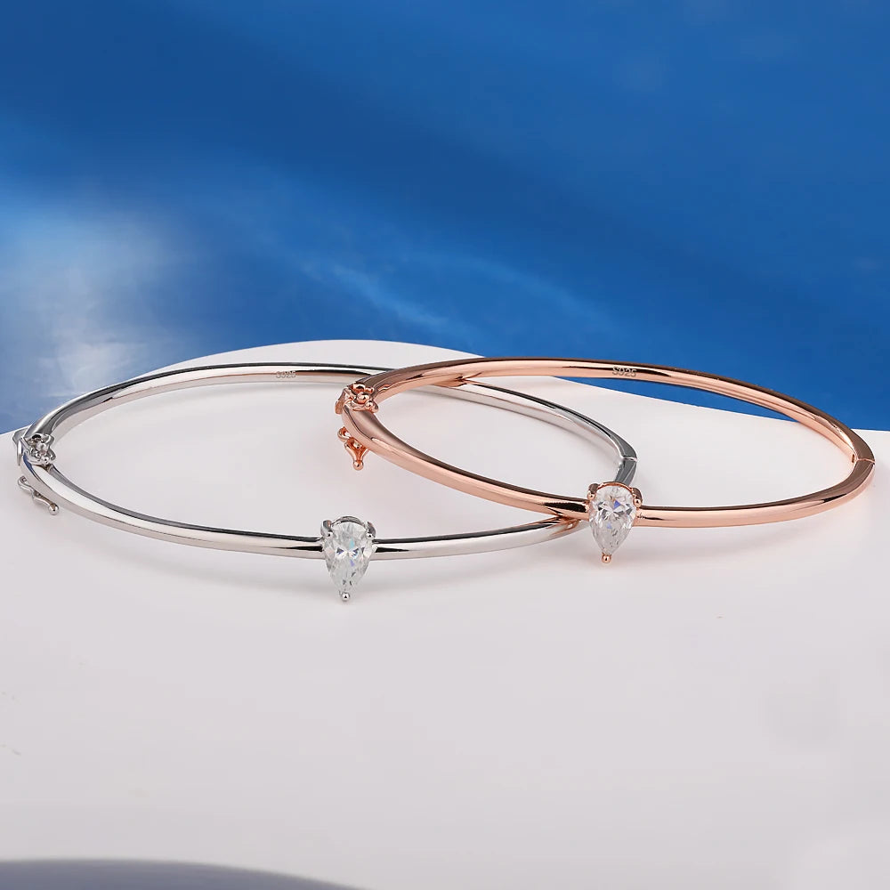 Pear Cut Moissanite Solitaire Diamond Bangle