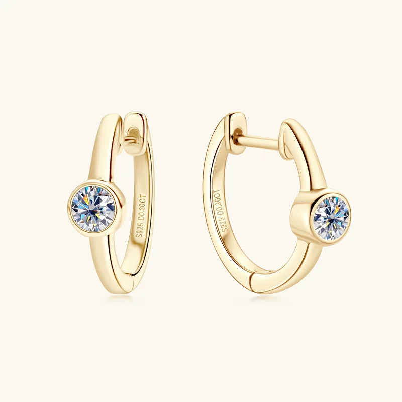 Moissanite Bubble Hoop Earrings - Gold Plated