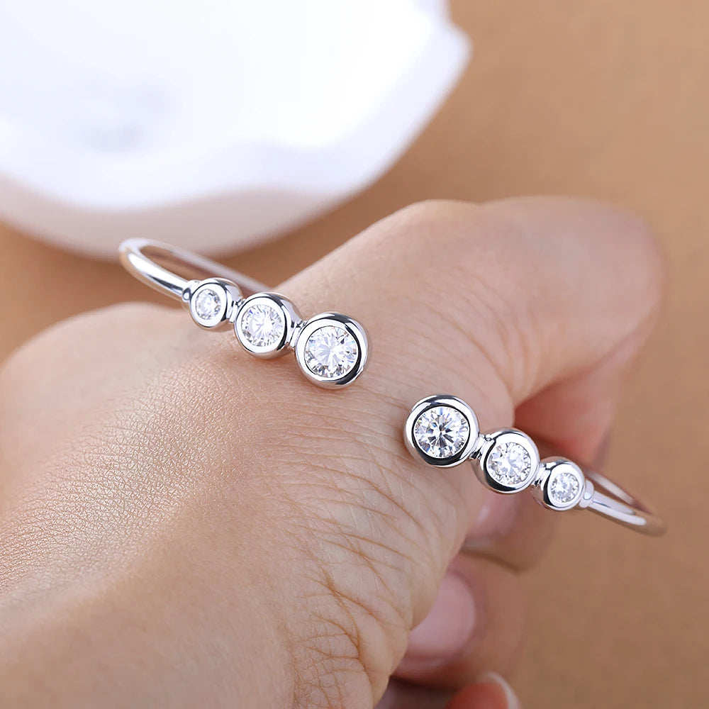 Moissanite Open Bangle Bracelet
