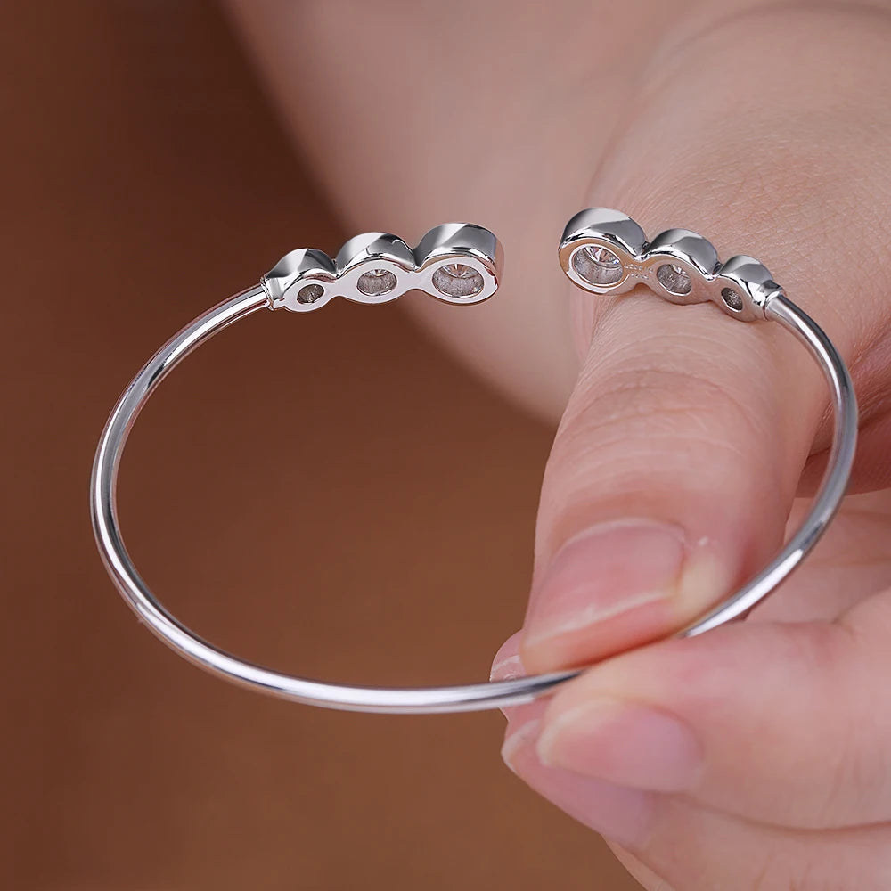 Moissanite Open Bangle Bracelet