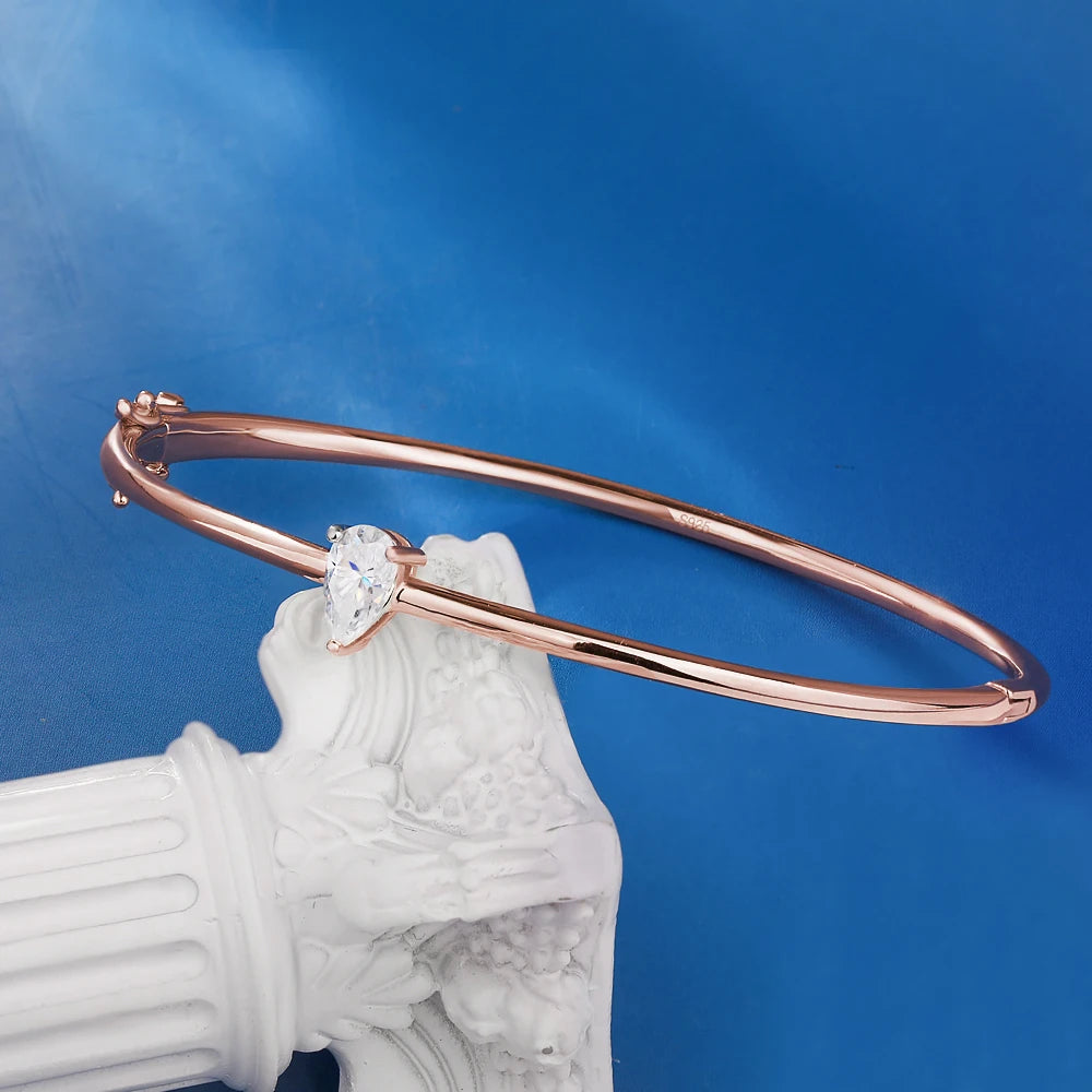 Pear Cut Moissanite Solitaire Diamond Bangle