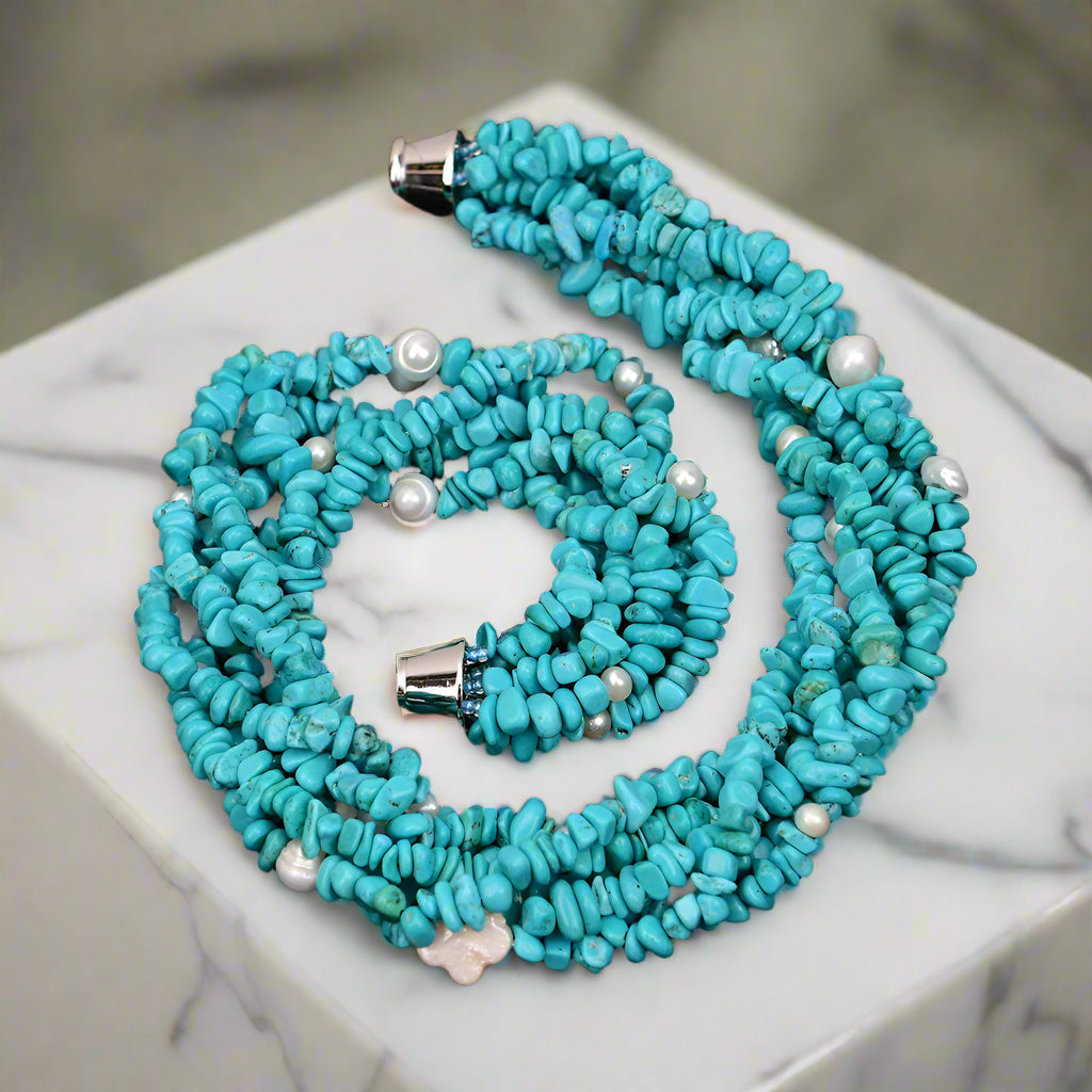 Natural Turquoise Stone Chips Necklace