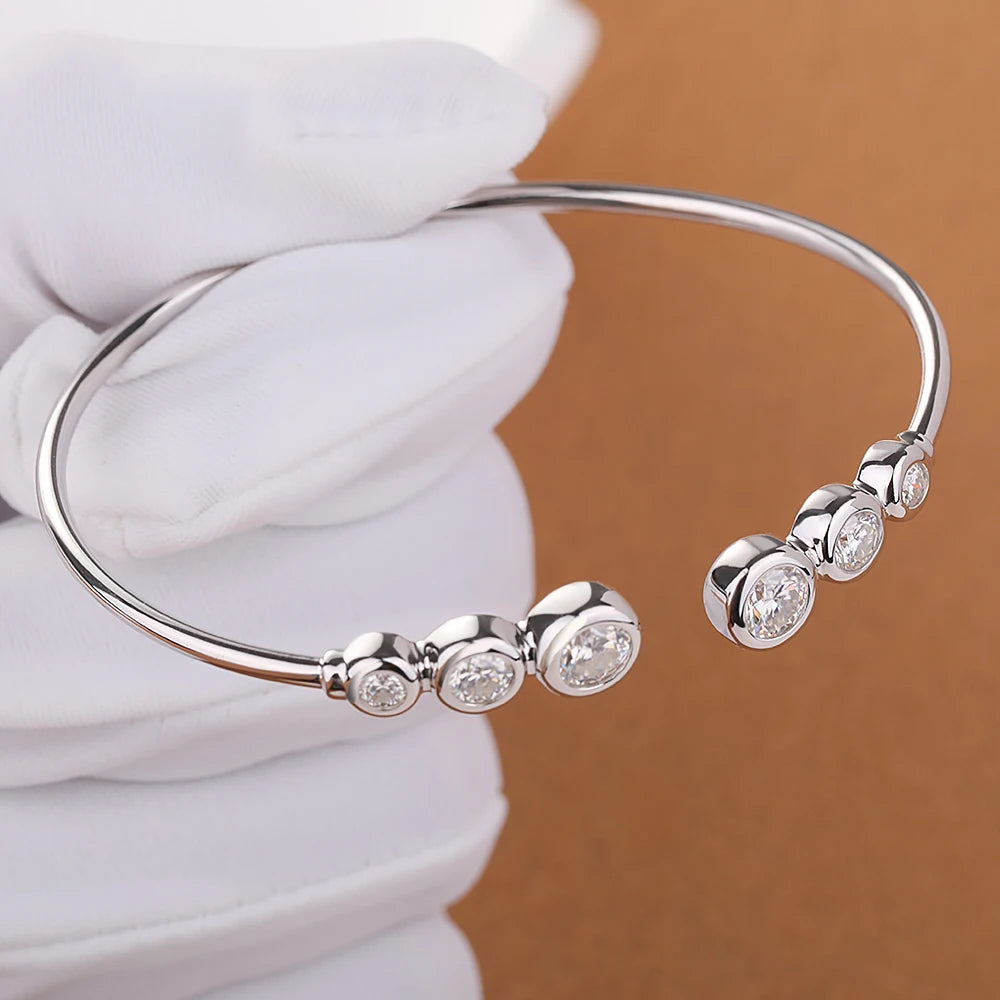 Moissanite Open Bangle Bracelet