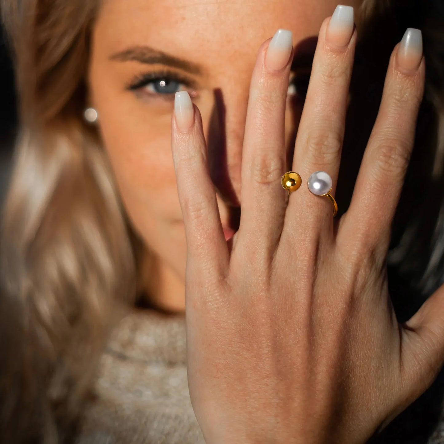 Bead and Pearl Ring