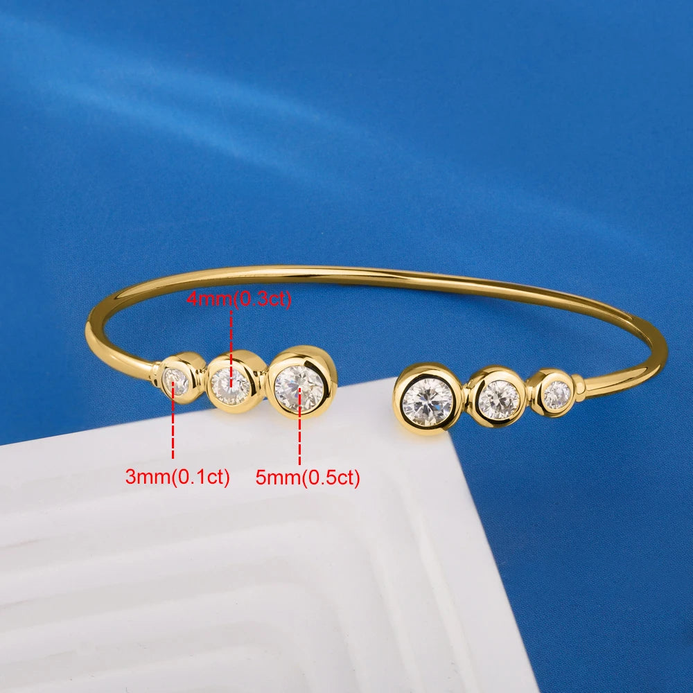 Moissanite Open Bangle Bracelet
