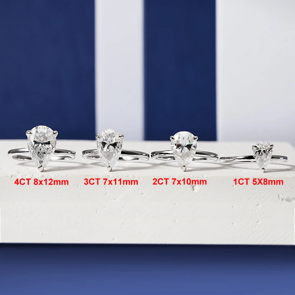 Pear Cut Moissanite Ring - Gold Plated