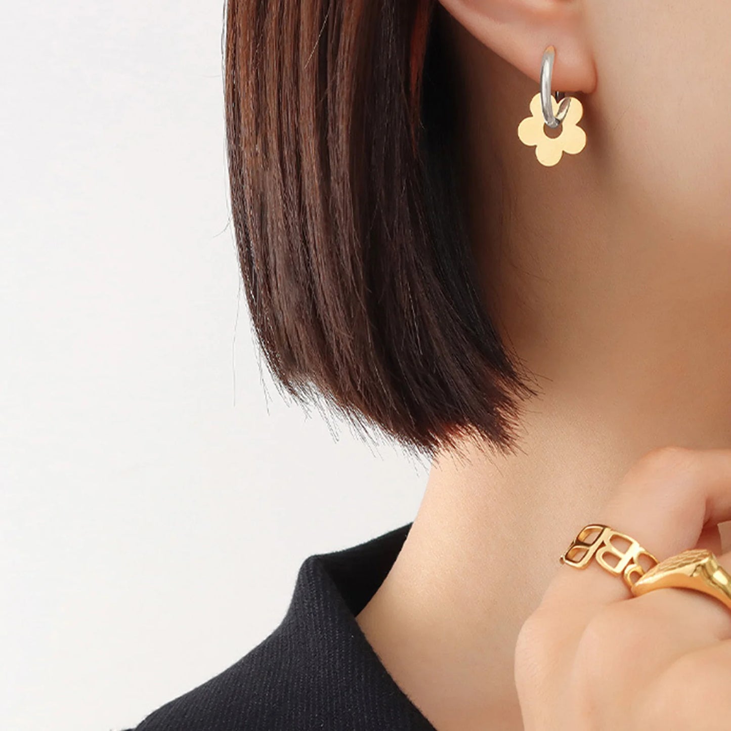 Flower Hoop Earrings