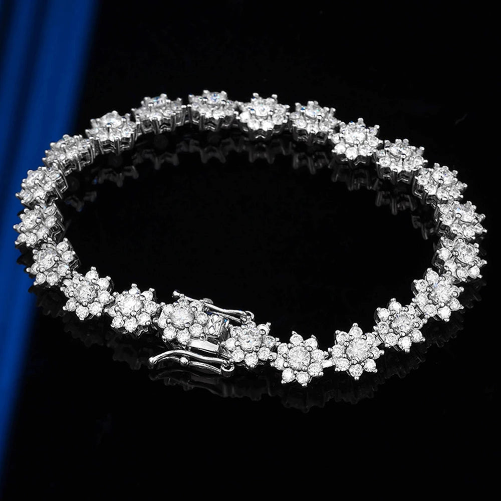 Moissanite Sunflower Tennis Bracelet - Silver