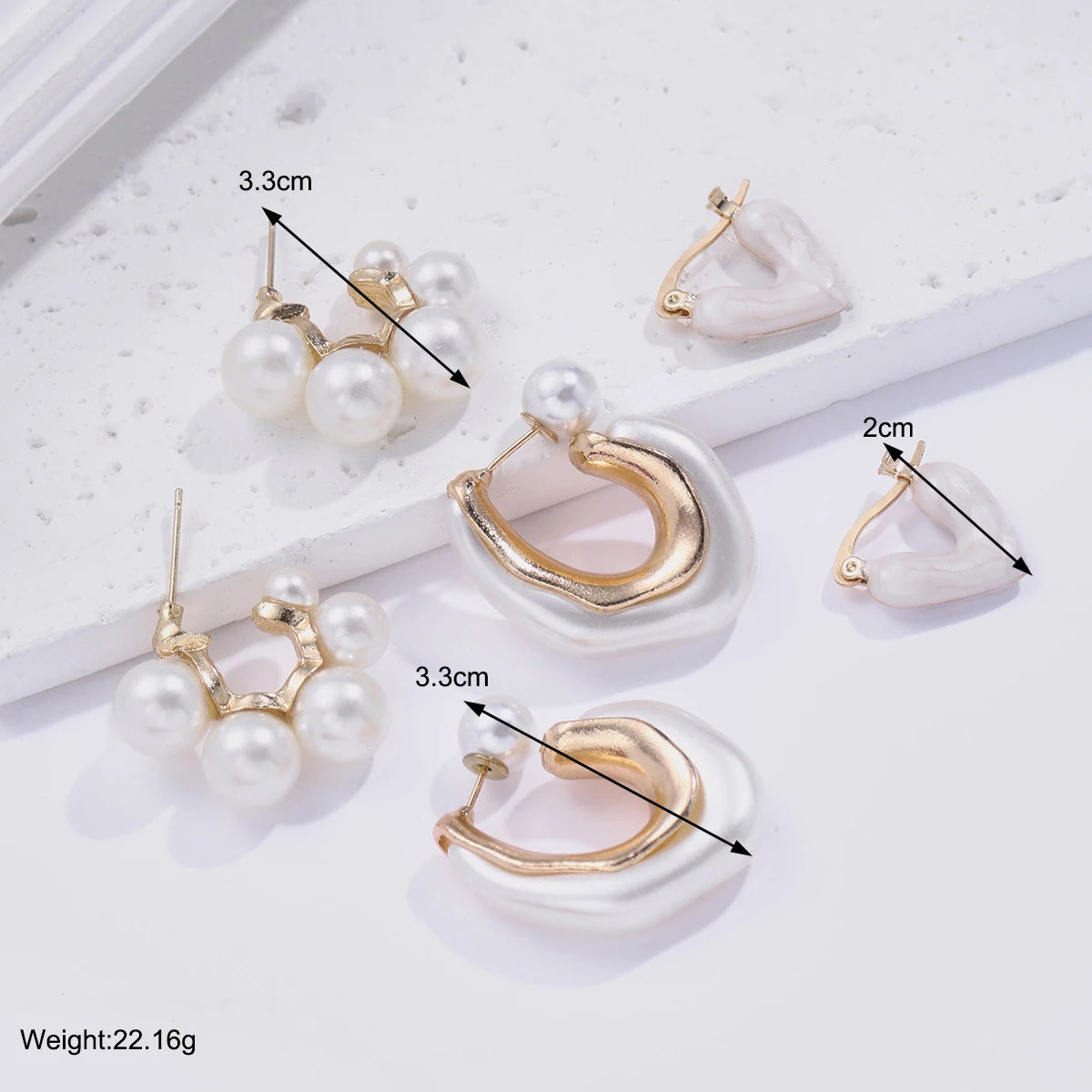 Delicate Imitation Pearl Hoop Earrings Set