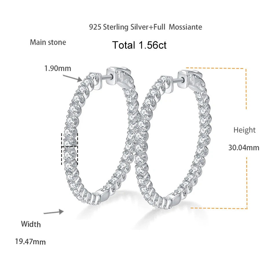 Moissanite Hoop Earrings - Silver