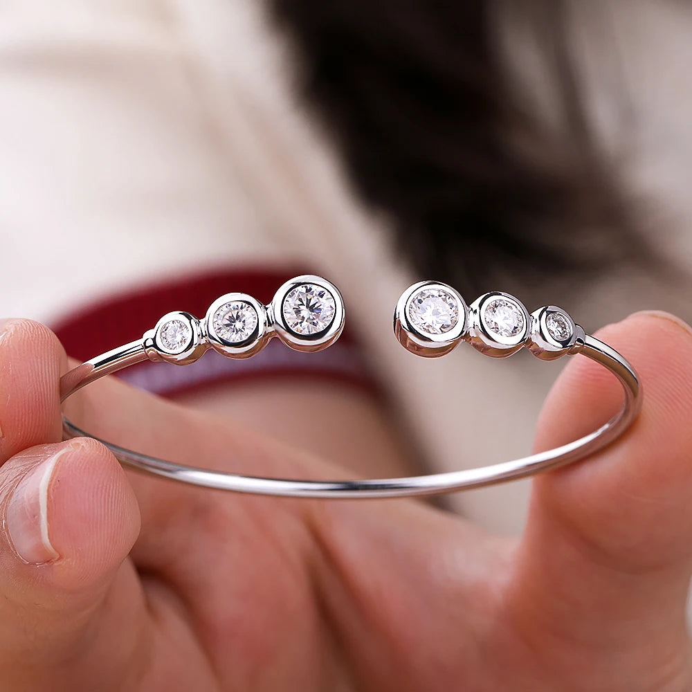 Moissanite Open Bangle Bracelet