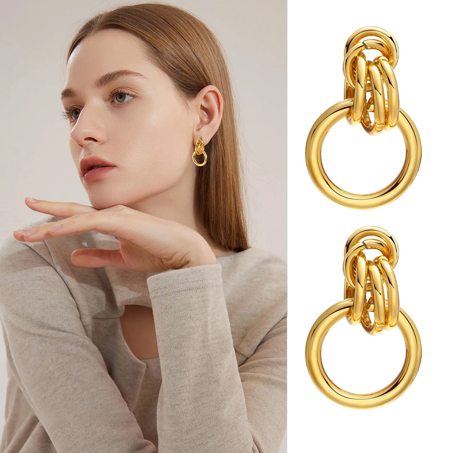 Layered Interlaced Dangling Earrings