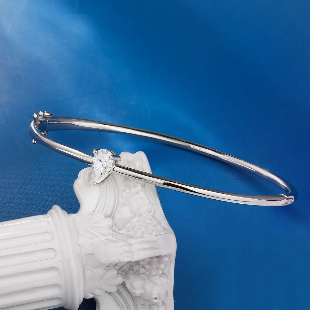 Pear Cut Moissanite Solitaire Diamond Bangle