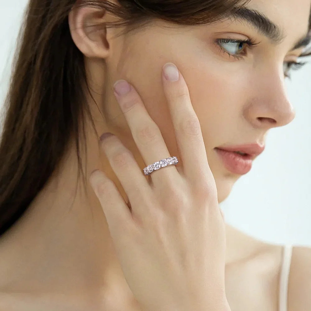 Moissanite Cushion Cut Full Ring - Gold Plated