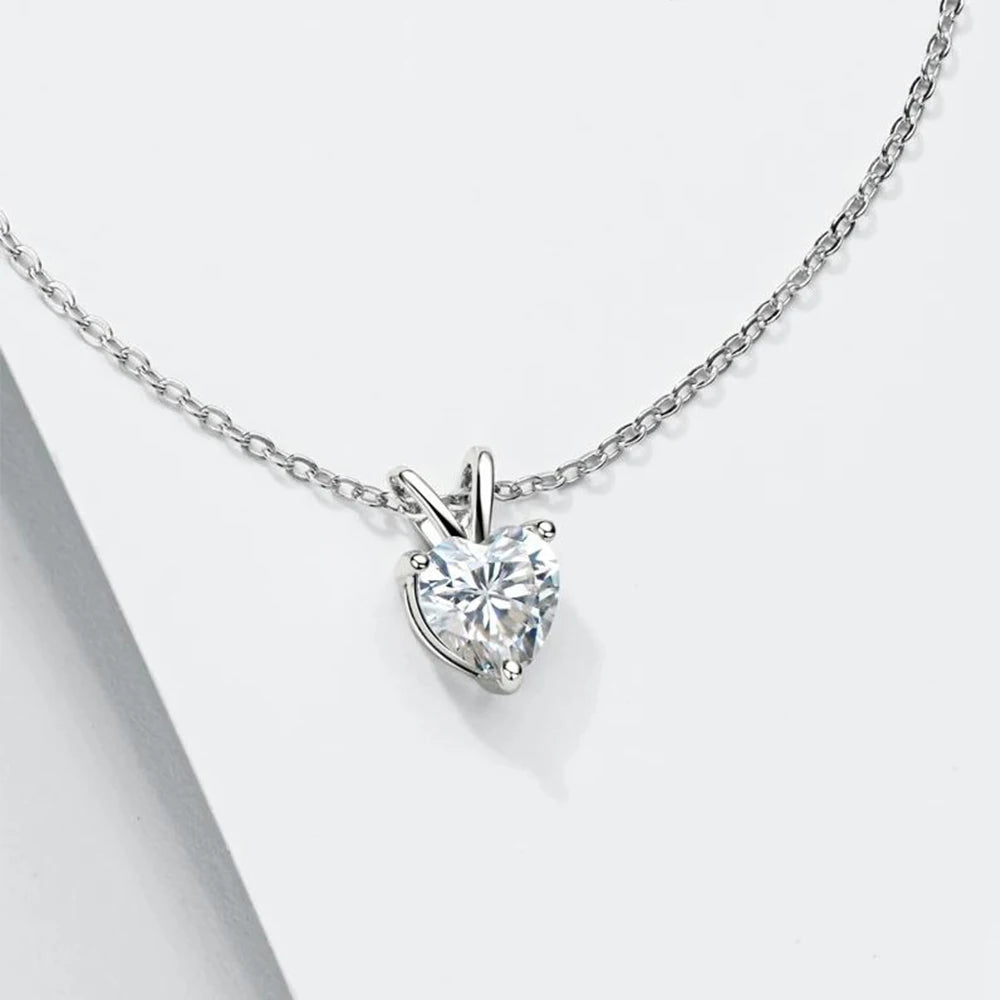 Heart Cut Moissanite Diamond Pendant Necklace/Earrings Set
