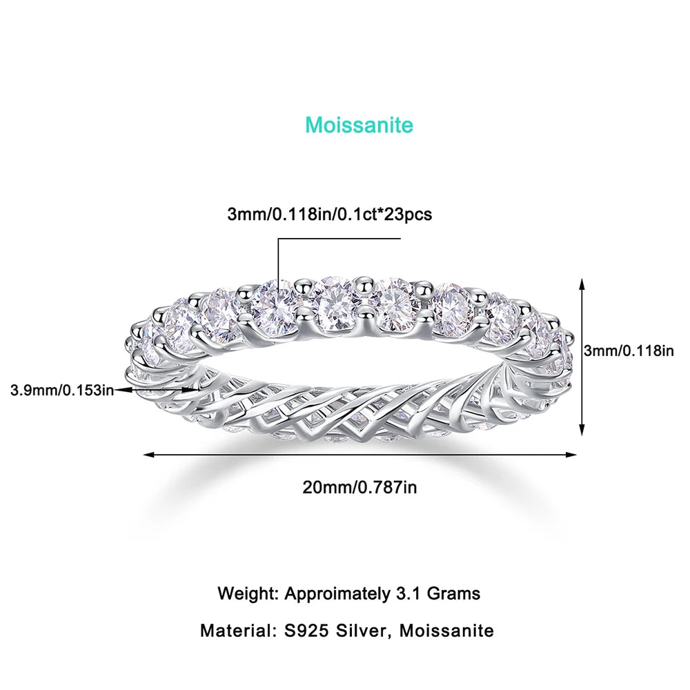 Moissanite Full Diamond Ring - Silver