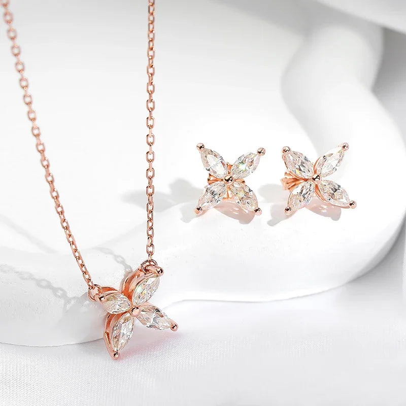 Moissanite Diamond Flower Jewelry