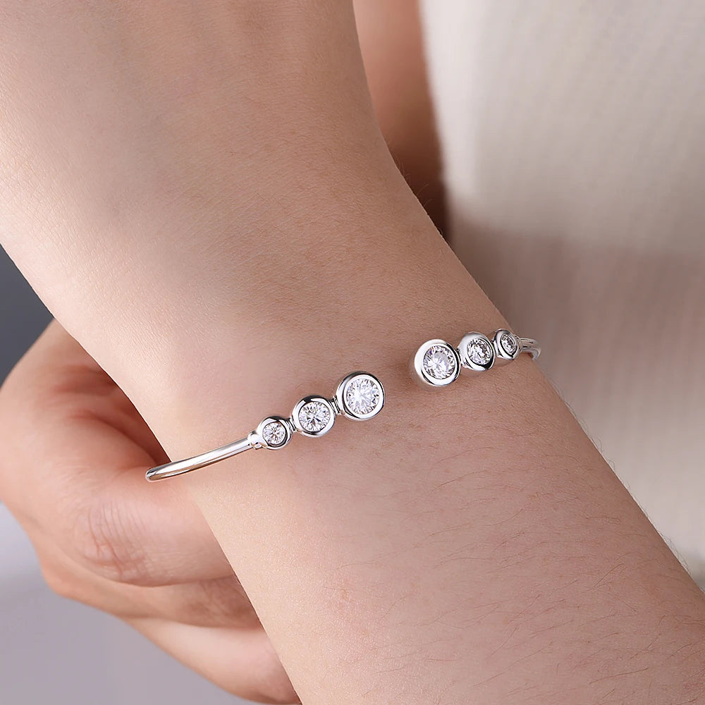 Moissanite Open Bangle Bracelet