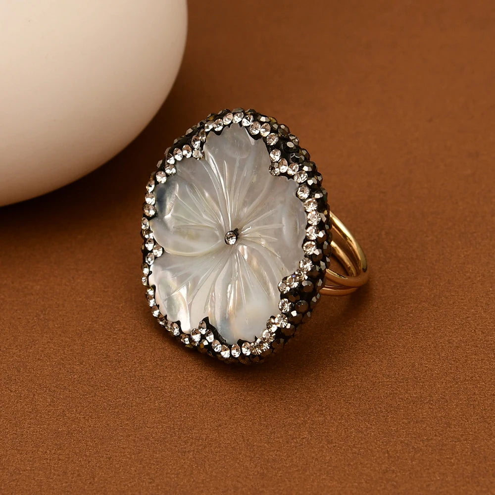Natural Sea Shell Flower Ring