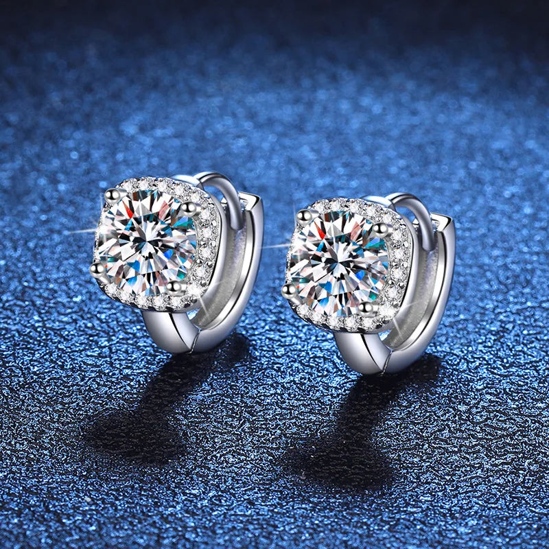 Moissanite Flower Hoop Earrings - Gold Plated