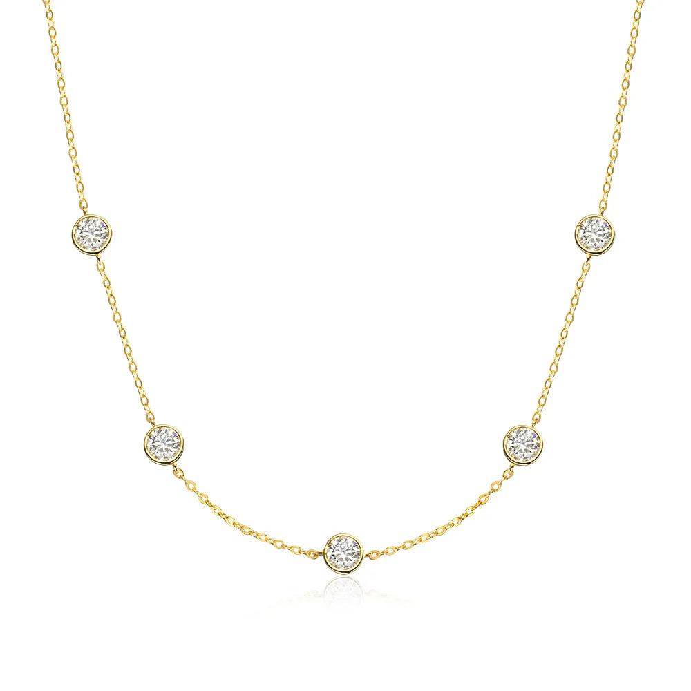 Moissanite 5 Bubbles Necklace - Silver