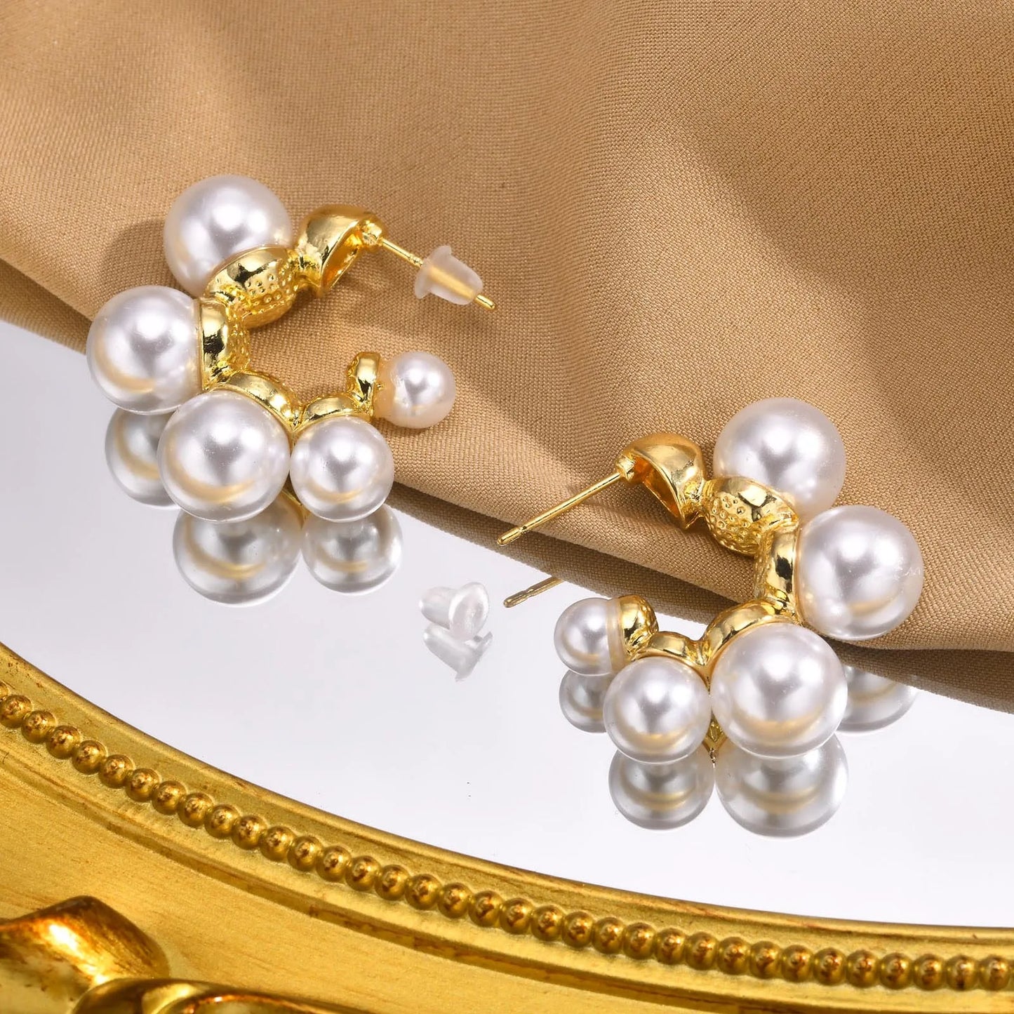 Chunky Pearl Hoop Earrings
