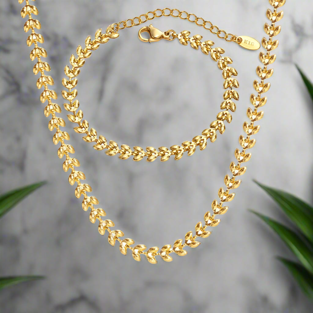 Wheat Chain Choker and Bracelet