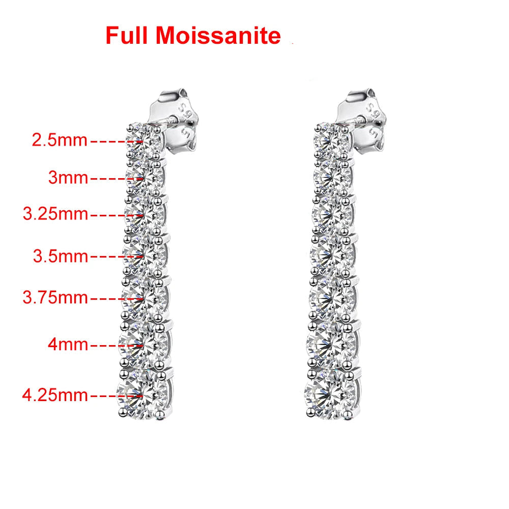 Moissanite/Zircon Seven Stones Drop Earrings - Gold Plated