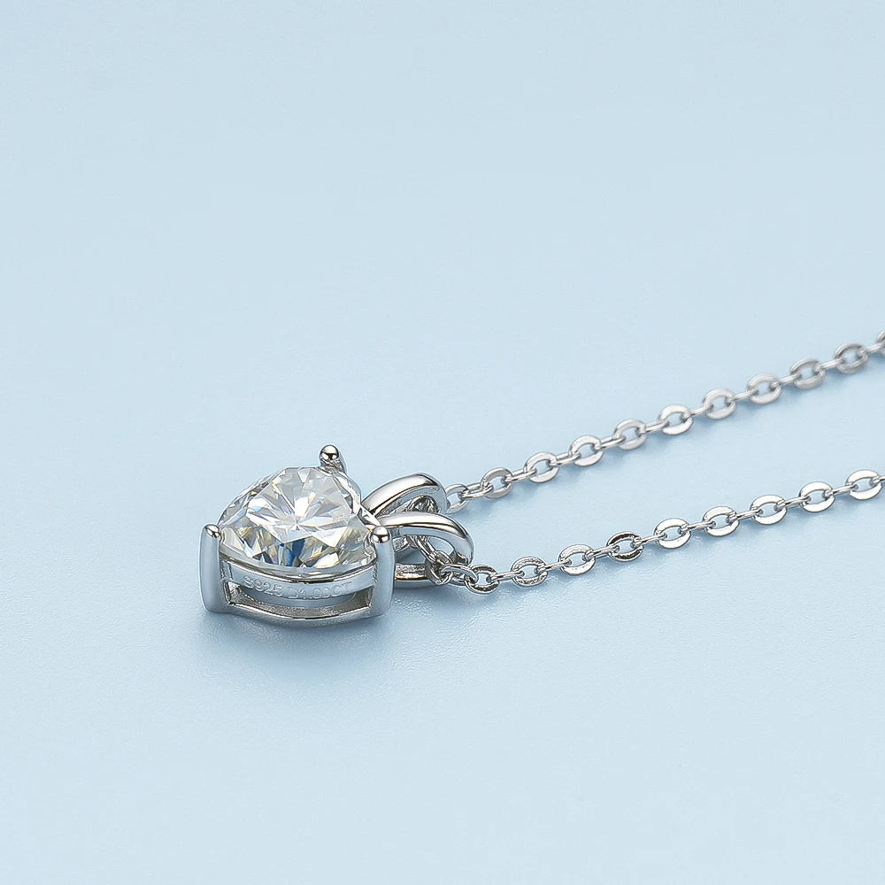 Heart Cut Moissanite Diamond Pendant Necklace/Earrings Set