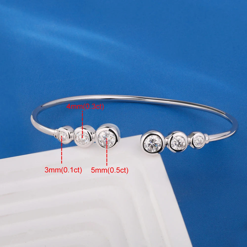 Moissanite Open Bangle Bracelet