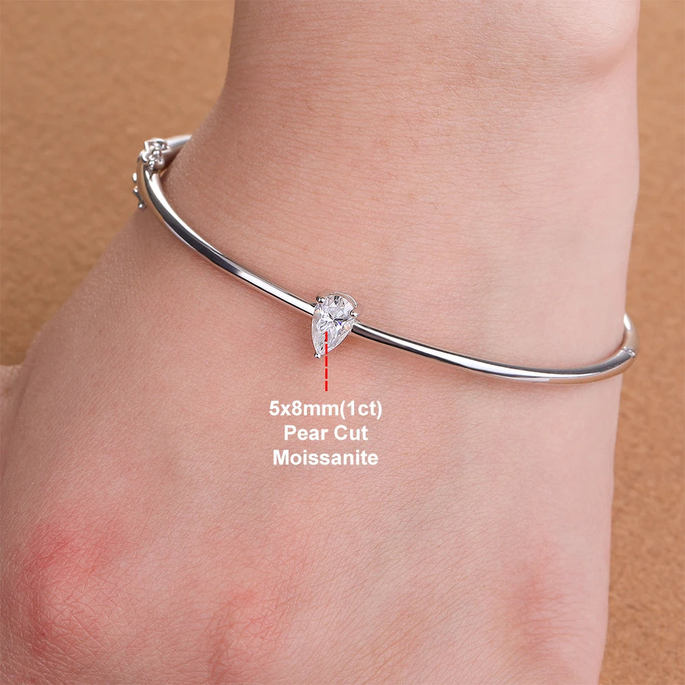 Pear Cut Moissanite Solitaire Diamond Bangle