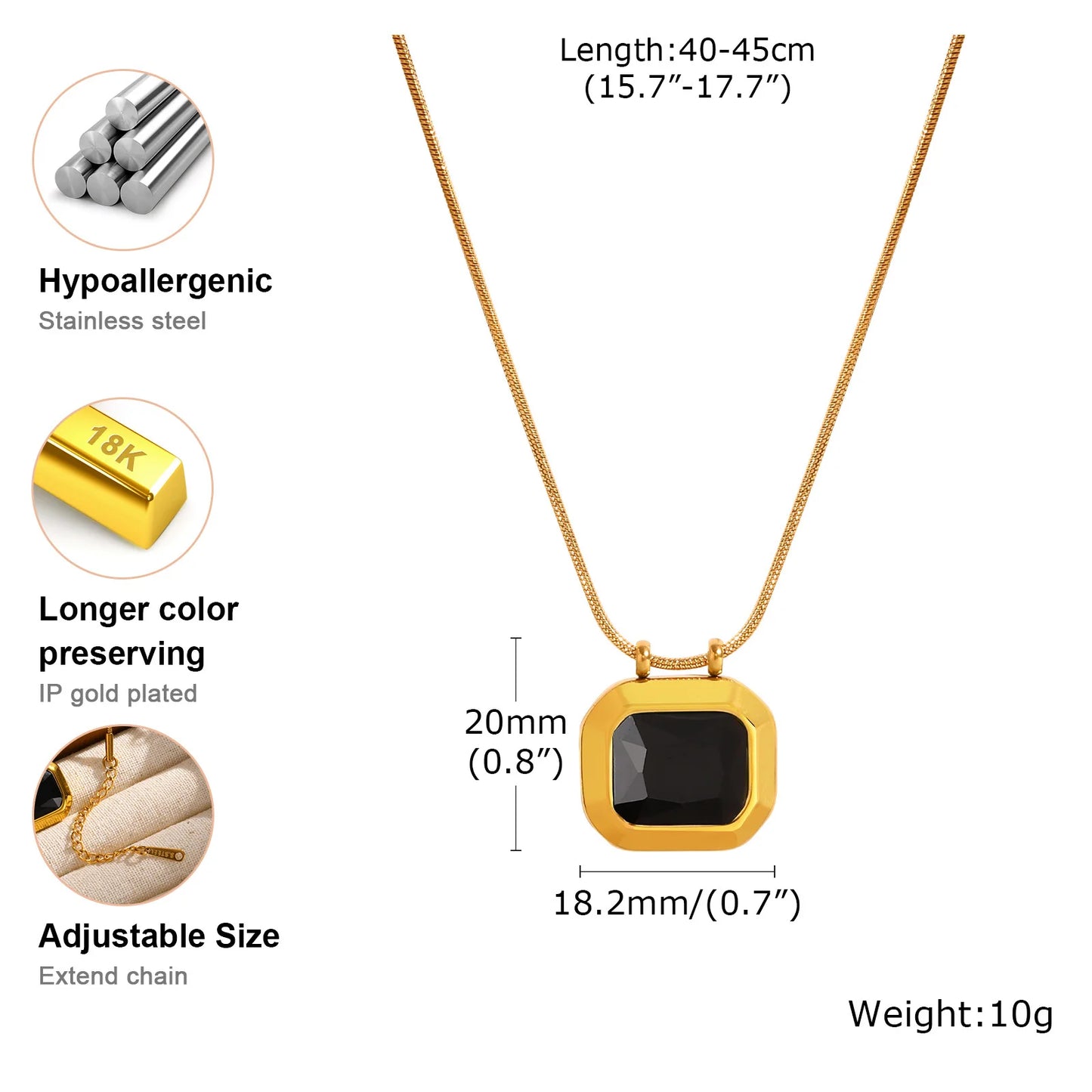 Geometric Faceted Stone Pendant With Snake Chain