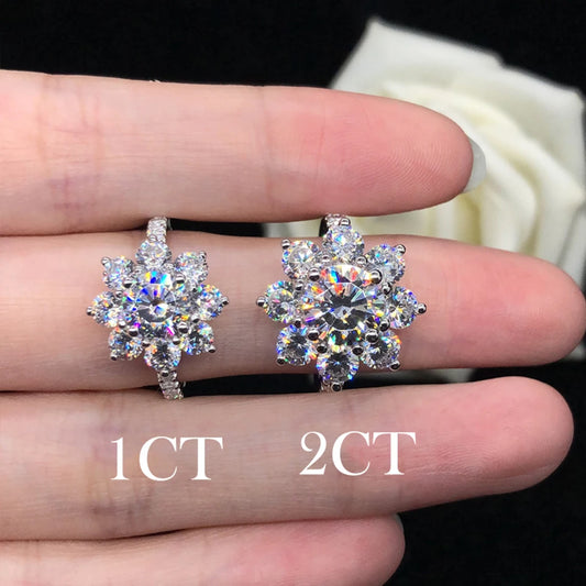 Moissanite Sunflower Ring - Gold Plated