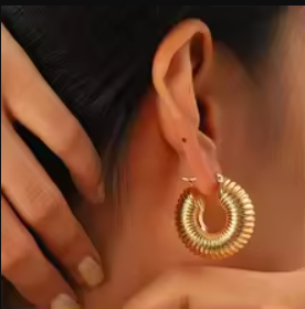 Stripped Earrings and Ring