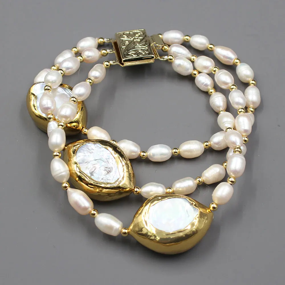 Cultured Freshwater White Keshi Pearl Bracelet